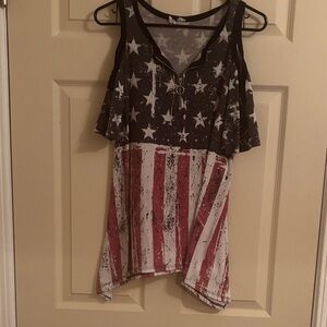 Source Unknown Black and Red Star Stripe Tank Top